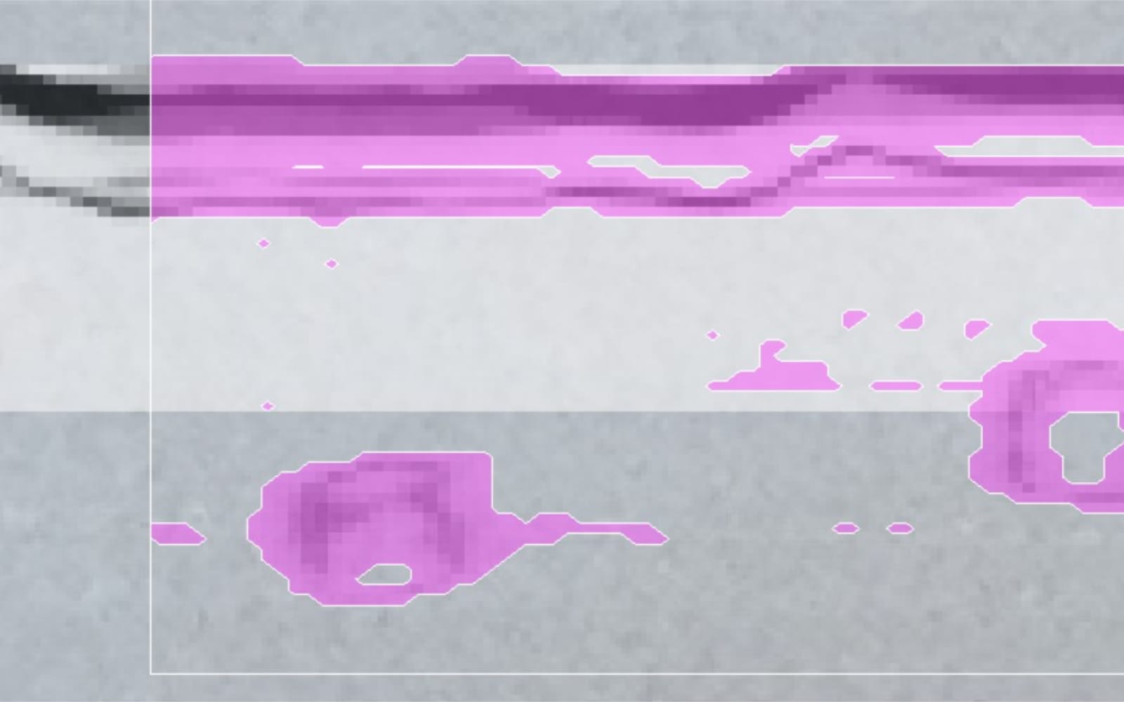 Defect colour has been customised to pink
