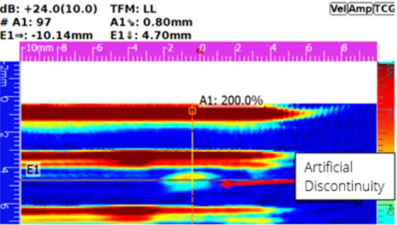 Example of artificial defect imaging Aluminium-Aluminium assembly