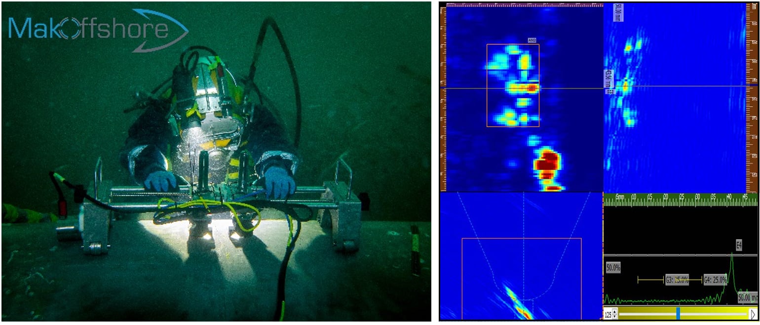 Fig. 2 - Subsea inspection image of the pipe weldments under inspection