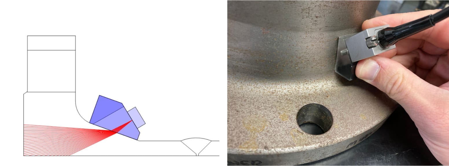 Fig. 4 - Pipe / Tapered section scan position