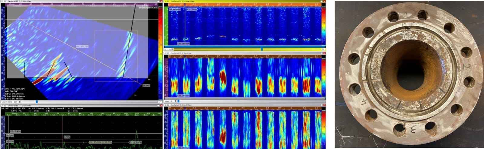 Fig. 6 - Phased Array scan data from a flange face