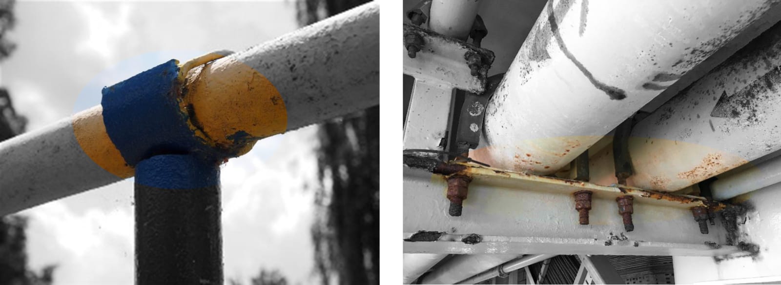 Figure 1 – Examples of corrosion in pipeline support locations