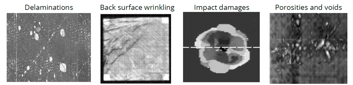 Fig. 6 - C-Scan images of common composite defects