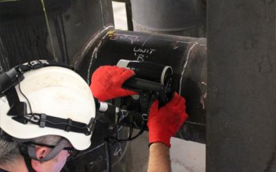 Fig. 1 - WP128 inspecting the full circumference of a straight pipe section