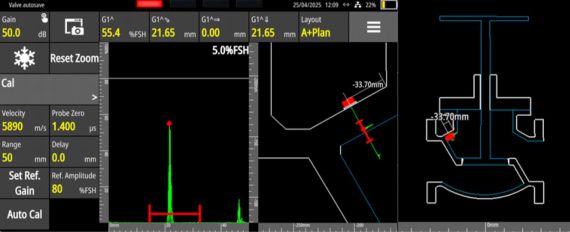 Fig. 1 - Custom Drawings with A-Scan Overlay